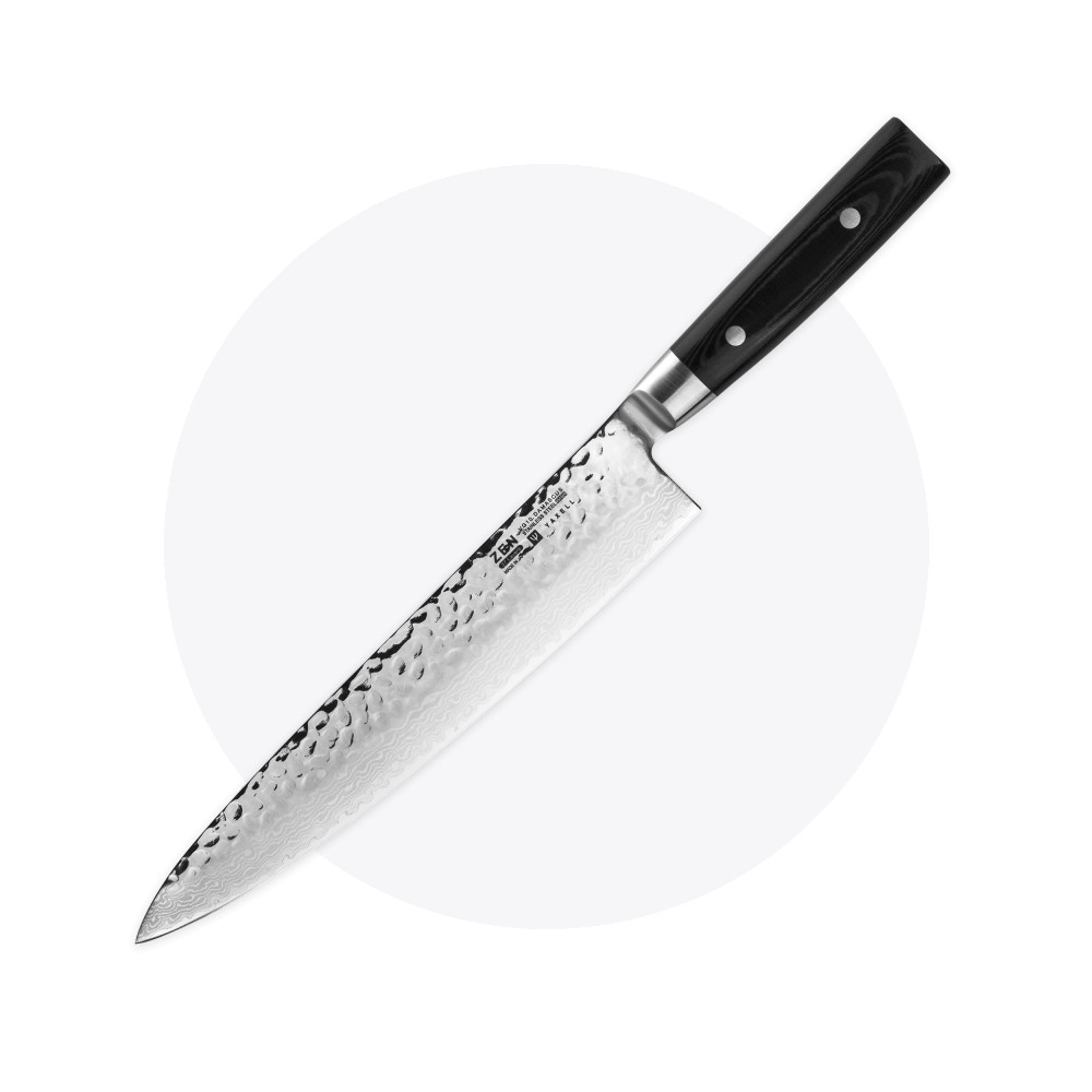 Профессиональный поварской кухонный нож 25,5 см, Gyuto, дамасская сталь, серия Zen, YAXELL, Япония