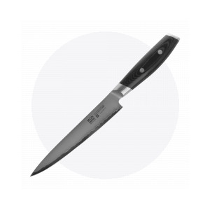 Нож кухонный для тонкой нарезки 18 см, Sujihiki, сталь VG-10 в обкладке из нержавеющей стали, серия Mon, YAXELL, Япония, Ножи филейные