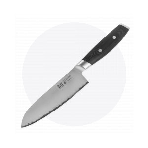 Нож кухонный Сантоку 16,5 см, Santoku, сталь VG-10 в обкладке из нержавеющей стали, серия Mon, YAXELL, Япония, Ножи сантоку